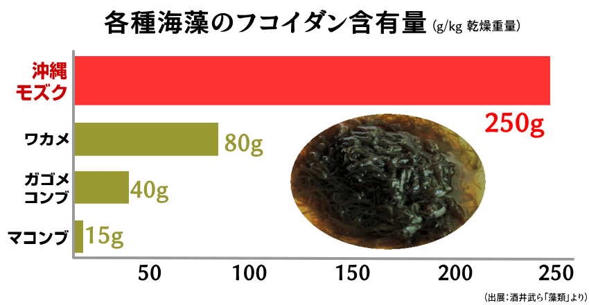 各種海藻のフコイダン含有量トップ