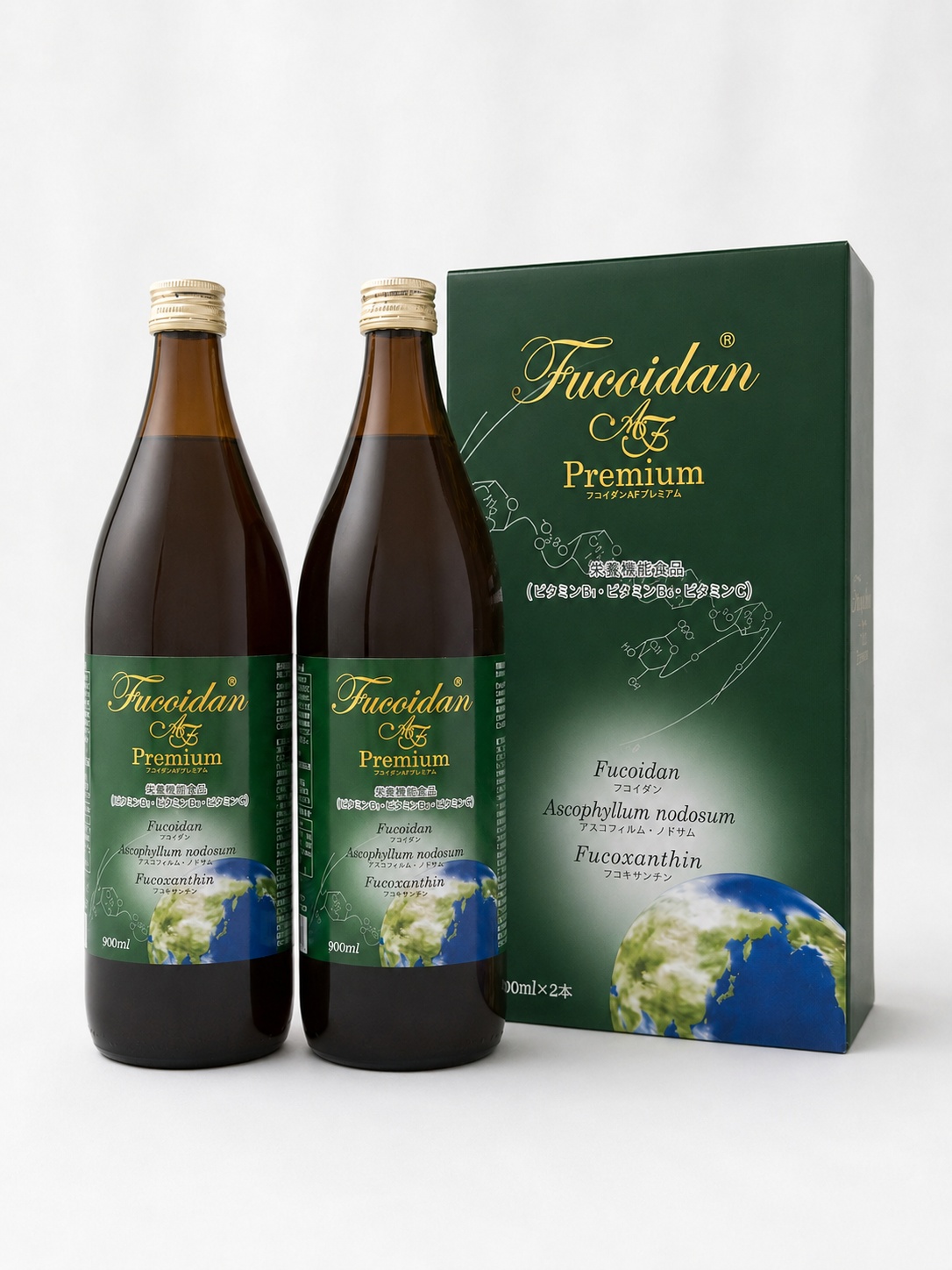 フコイダンAFプレミアム 900ml 2本と商品箱