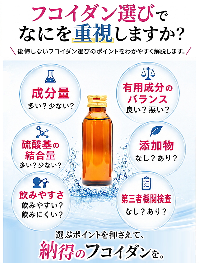 フコイダン　選び方　成分量・純度・比較図