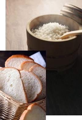 主食はごはんやパン、めん類などの穀物