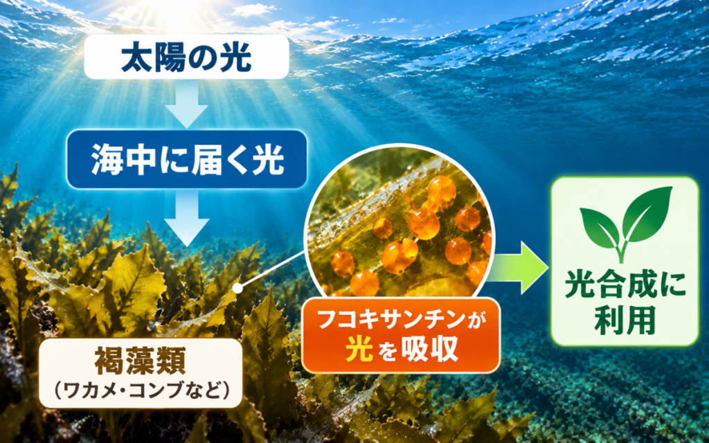 褐藻類のフコキサンチンが光を吸収し光合成に利用する仕組み